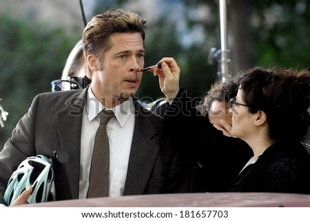 Brad Pitt out and about for BURN AFTER READING Filming On Location, Manhattan, New York, NY, September 24, 2007