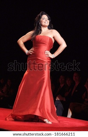 Sara Ramirez, wearing an Angel Sanchez dress, inside for THE HEART TRUTH Red Dress Collection 2008 Fashion Show, Bryant Park Tent, New York, NY, February 01, 2008