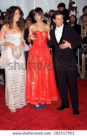 Sarah Cruise, Katie Holmes, in an Armani gown, Tom Cruise at Superheroes Fashion and Fantasy Gala, Metropolitan Museum of Art Costume Institute, New York, May 05, 2008
