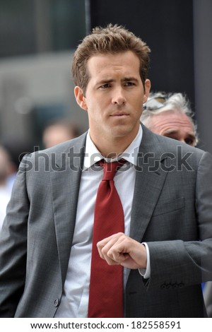 Ryan Reynolds on location for THE PROPOSAL Films in New York, downtown Manhattan, New York, NY, June 06, 2008