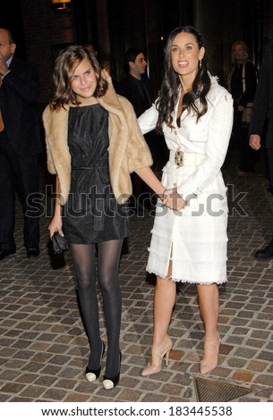 Tallulah Belle Willis and Demi Moore, in a Chanel coat, at FLAWLESS Screening Hosted by The Cinema Society, Tribeca Grand Screening Room, New York, March 24, 2008