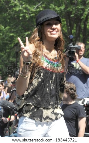 Miley Cyrus at a public appearance for BOLT ACROSS AMERICA with Miley Cyrus, Central Park, New York, NY, July 25, 2008  - stock photo