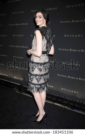 Anne Hathaway, in a Chanel dress, at National Board of Review of Motion Pictures 2008 Awards, Cipriani Restaurant 42nd Street, New York, January 14, 2009