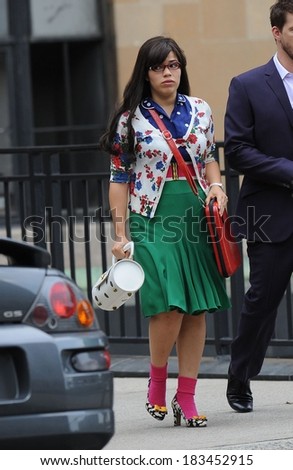 America Ferrera on location for Filming of UGLY BETTY, Manhattan, New York, NY August 19, 2009
