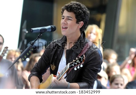 Nick Jonas at talk show appearance for NBC Today Show Concert with The Jonas Brothers, Rockefeller Plaza, New York, NY June 19, 2009