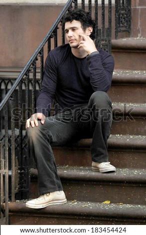 James Franco on location for Filming of EAT LOVE PRAY, East Village, New York, NY August 3, 2009
