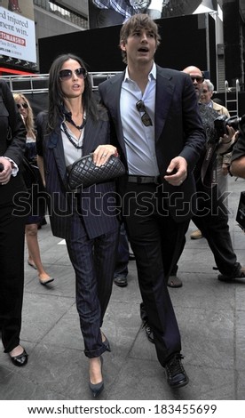 Demi Moore, Ashton Kutcher at a public appearance for Entertainment Industry Foundation PARTICIPATE Kick Off Promotes Volunteerism, Times Square, New York September 10, 2009