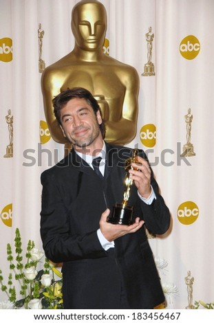 Javier Bardem, winner, Best Supporting Actor, NO COUNTRY FOR OLD MEN, in a Prada suit, 80th Annual Academy Awards Oscars Ceremony, The Kodak Theatre, Los Angeles, February 24, 2008