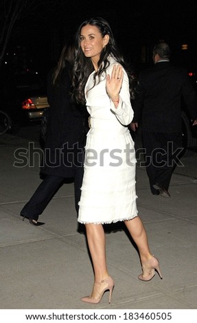 Demi Moore, wearing a Chanel coat, at FLAWLESS Screening Hosted by The Cinema Society, Tribeca Grand Screening Room, New York, NY, March 24, 2008
