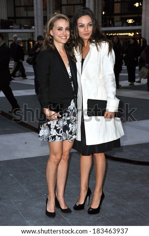 Natalie Portman, in a Chanel dress, Mila Kunis at American Ballet Theatre 2009 Fall Season Gala, Avery Fisher Hall at Lincoln Center, New York October 7, 2009