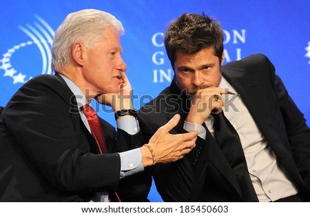 Bill Clinton, Brad Pitt at a public appearance for Clinton Global Initiative-THU, Sheraton New York Hotel and Towers, New York, USA September 24, 2009