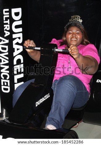 Gabourey Sidibe at a public appearance for Gabourey Sidibe Pedals to Power the 2010 New Year\'s Eve Lights, Duracell Smart Power Lab in Times Square, New York December 30, 2009
