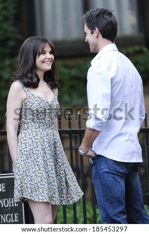 Ginnifer Goodwin, Colin Egglesfield, film a scene at the \'Something Borrowed\' movie set out and about for CELEBRITY CANDIDS-WEDNESDAY,, New York June 2, 2010