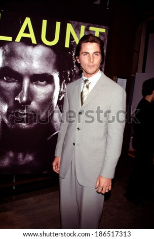 Christian Bale, wearing Armani suit,, at celebrating of Flaunt Magazine\'s 4/00 cover, NY 4/12/00
