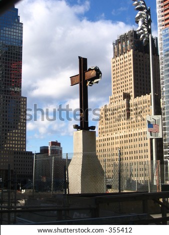 Steel cross at Ground Zero, NY.