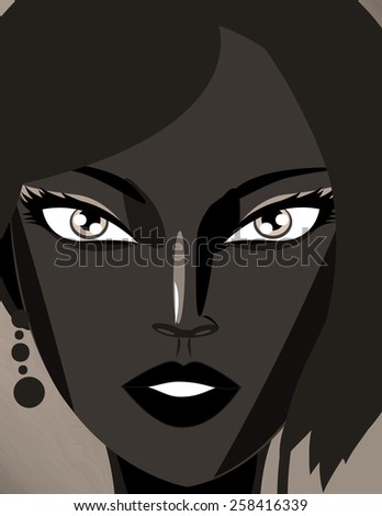 dark illustration of a girl toned sepia