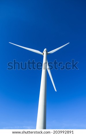 Close up wind turbine. Renewable energy source
