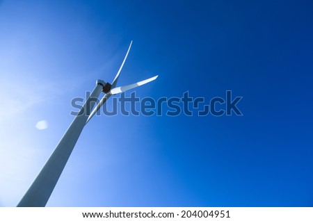 Close up wind turbine. Renewable energy source