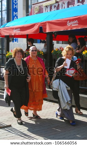 MOSCOW, RUSSIA - JUNE 30: Marina Razbezhkina, Sylvia Perel, uknkown (left to right) at XXXIV Moscow International Film Festival closing ceremony. Taken on June 30, 2012 in Moscow, Russia.