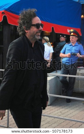 MOSCOW, RUSSIA - JUNE 21: Movie maker, film director, producer Tim Burton at XXXIV Moscow International Film Festival opening ceremony. Taken on June 21, 2012 in Moscow, Russia.
