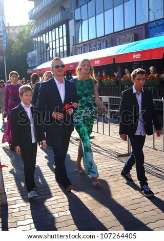 MOSCOW, RUSSIA - JUNE 21: Artiom Mikhalkov with family at XXXIV Moscow International Film Festival opening ceremony. Taken on June 21, 2012 in Moscow, Russia.