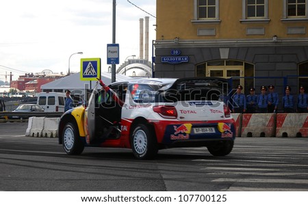 MOSCOW, RUSSIA - JULY 14: unidentified car at Moscow City Racing. Formula 1 teams show in historical city center of Moscow. Taken on July 14, 2012 in Moscow, Russia.