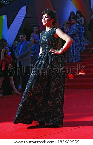 MOSCOW - JUNE 20, 2013: Tv presenter Maria Lemesheva at XXXV Moscow International Film Festival red carpet opening ceremony.