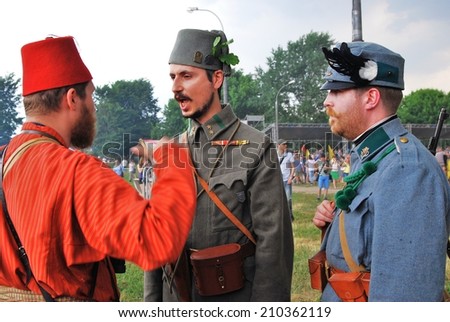 MOSCOW - JUNE 07, 2014: Portrait of people in historical costumes. Times and Ages International Historical Festival in Kolomenskoye park, Moscow.