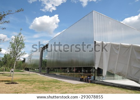 MOSCOW - JUNE 17, 2015: View of Garace Contemporary Culture Center (new building) in Gorky park in Moscow, opened in June, 2015. Popular landmark.