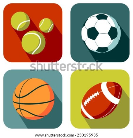 Set from four balls isolated on a colored background.