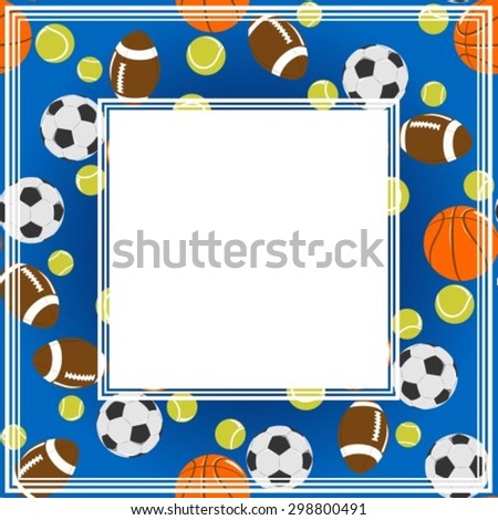 Stylized sport balls pattern on a blue background.