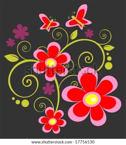 flowers cartoon background. stock vector : Cartoon pink