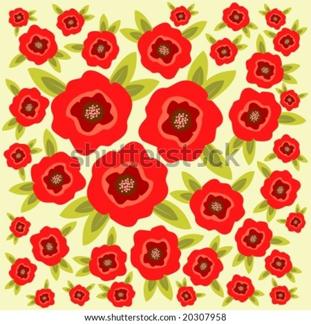 flowers cartoon background. stock vector : Cartoon poppy