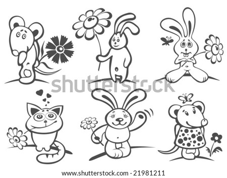 flowers cartoon pictures. stock vector : Set of cartoon