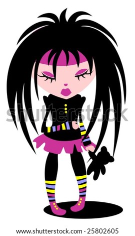 wallpaper cartoon emo. stock vector : Cartoon emo