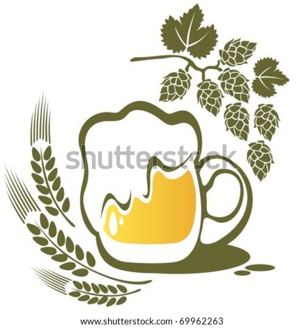 stock vector Beer mug and wheat ear isolated on a white background