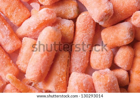 Frozen healthy baby carrots for eating.
