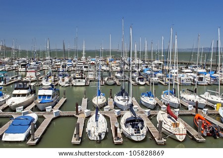 yachts docked in the port of San Francisco, USA