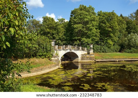 Visconti Bridge built in 1803, project by Vincenzo Brenna in Pavlovsk Park, Saint Petersburg, Russia
