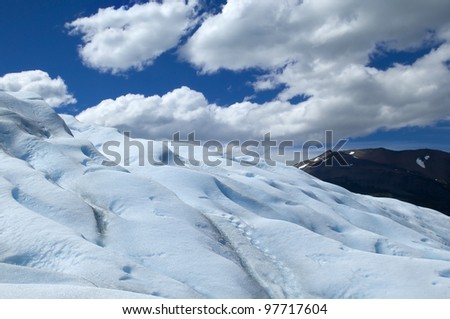 came together the ice and sky in Perito Moreno Glacier in Argentina
