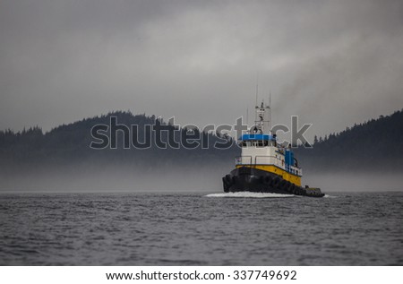 Tug Boat Towing Barge