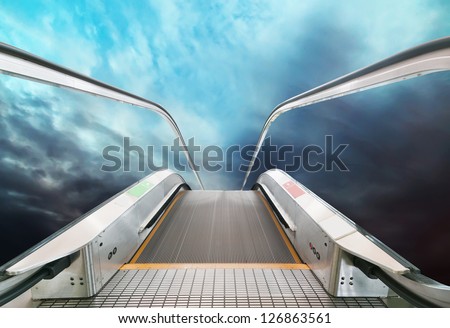escalator to the sky, urban fantasy landscape,abstract expression