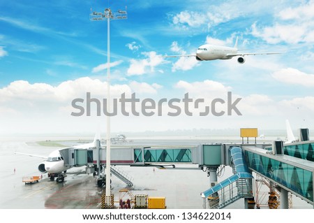 The plane at the airport on loading