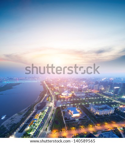High-altitude city night scene