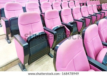 Empty hall for presentation with armchairs