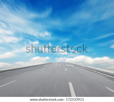 Way high way blue sky to Travel Destination journey