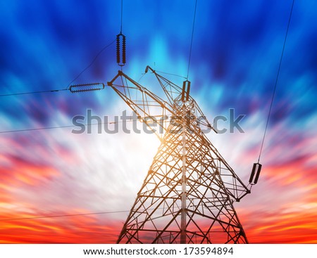 Power tower in the sky background