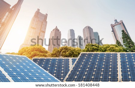 Shanghai Bund skyline landmark Ecological energy renewable solar panel plant Shanghai Bund skyline landmark Ecological energy renewable solar panel plant