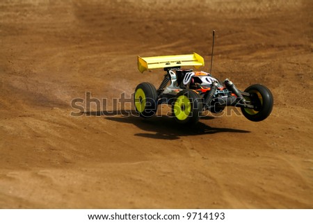 stock photo rc toy car rally on dirt track