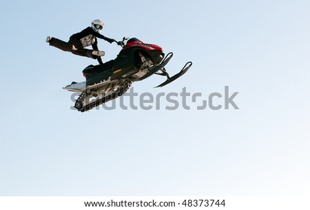 Polaris Snowmobile Jumping. extreme snowmobile jumping